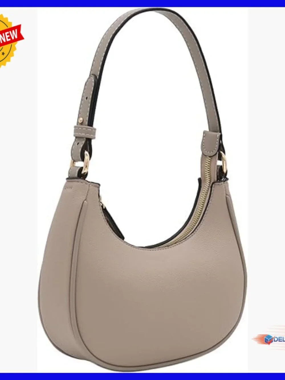 Adjustable Strap Hobo Shoulder Bag, Medium Size, Vegan Leather